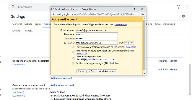 network solutions email settings for gmail